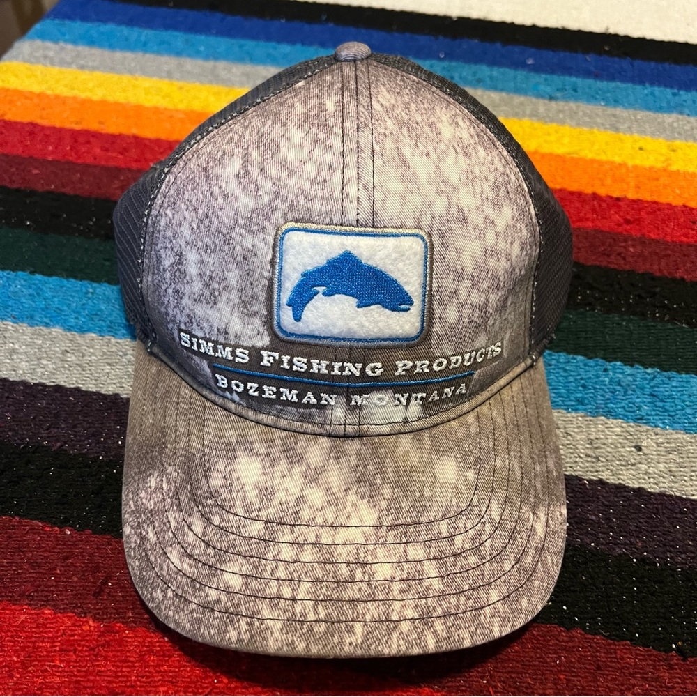 Simms Fishing Products Bozeman Montana SnapBack bleached hat hand washed